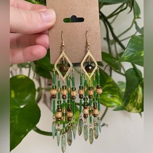Handmade Gold Earthy Boho Chandelier Earrings